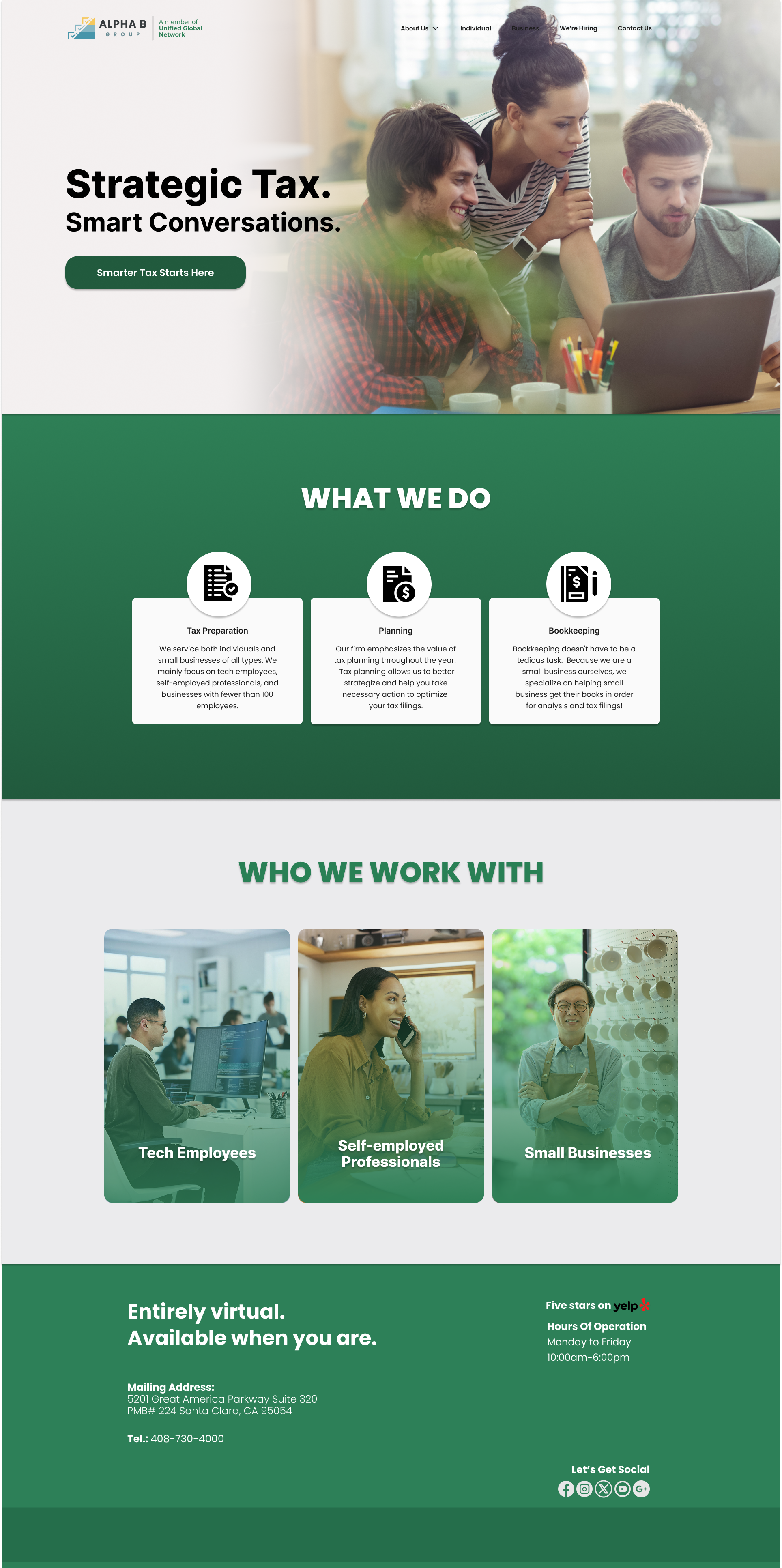 Alpha B Group website layout