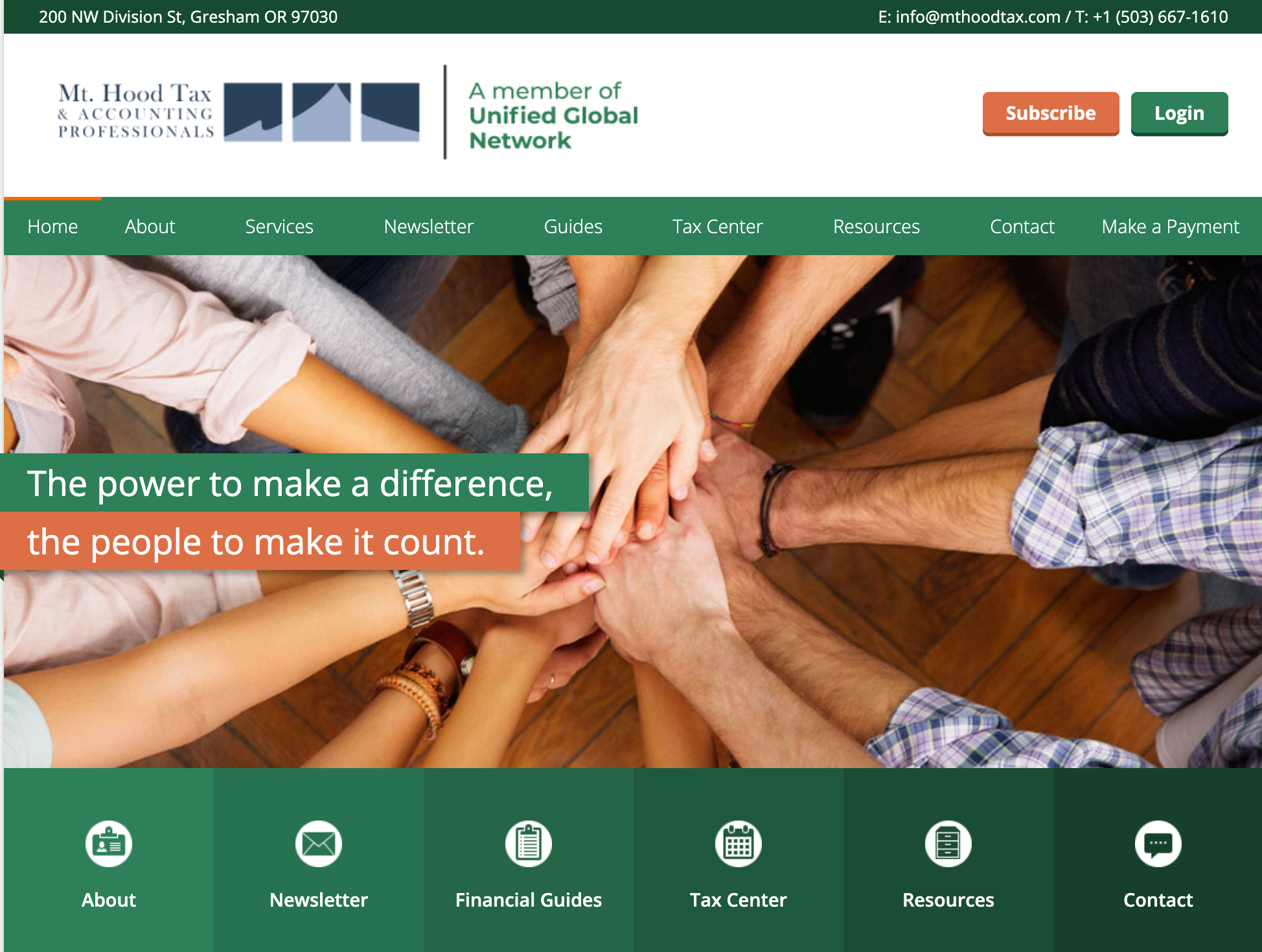Mt. Hood Tax and Accounting website layout